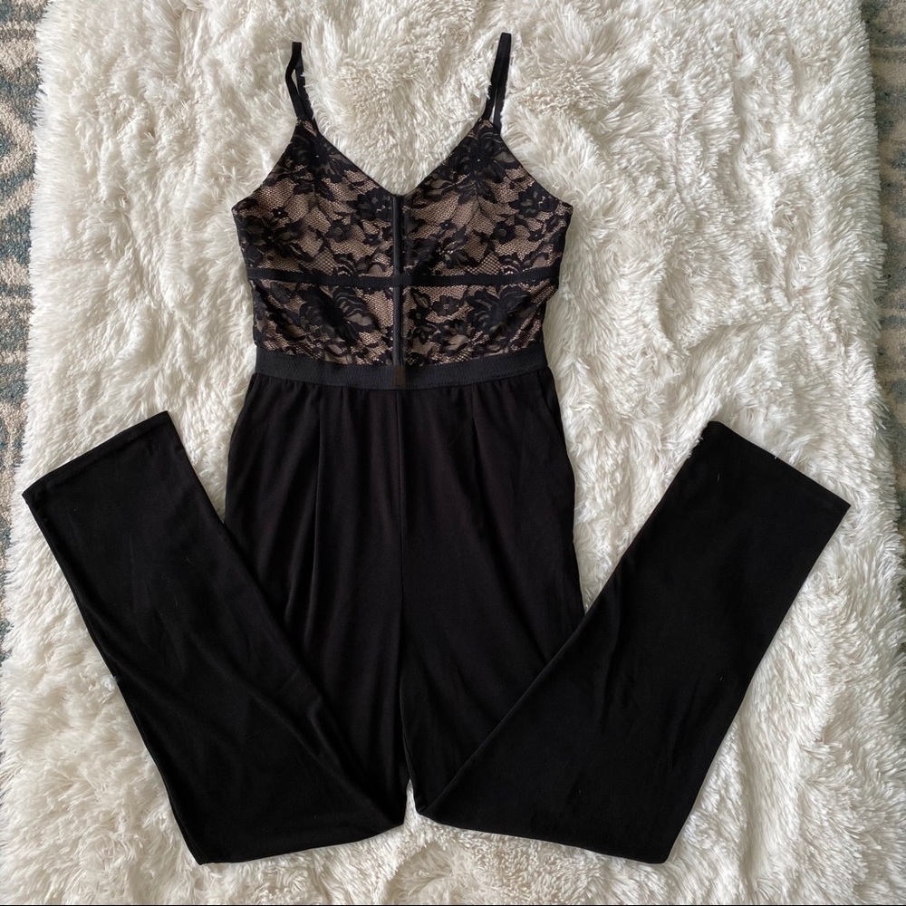 Black Lace Express Jumpsuit with Pockets Sz 4